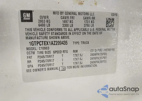 2010 GMC Sierra 1500 Work Truck from USA, damaged, VIN 1GTPCTEX1AZ209435